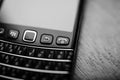 Black and white image of luxury Blackberry smartphone telephon