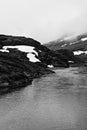 Norwegian Mountain Stream In Black And White Royalty Free Stock Photo