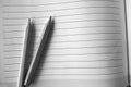 Black and white image of note paper and pencils Royalty Free Stock Photo