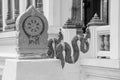 Old stone boundary marker in thai temple Royalty Free Stock Photo