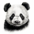 Realistic Panda Portrait Drawing On White Background