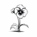 Minimalist Vector Illustration Of Black And White Pansy Flower