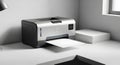 Modern Laser Printer with Paper on a Minimalist Desk Royalty Free Stock Photo