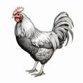 Hyper-realistic Rooster Illustration Commissioned Artwork In Black And White