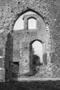 Black and white images of the ruins of the former St Andrew s Church, Walberswick, Suffolk, England, against a blue sky Royalty Free Stock Photo