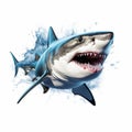 Surrealistic Great White Shark With Explosive Pigmentation