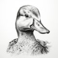 Realistic Black And White Duck Portrait Tattoo Drawing Royalty Free Stock Photo