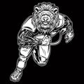 Lion Mascot American Football Black and White Illustration Royalty Free Stock Photo