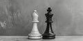 Two Chess Pieces in Black and White. Generative AI Royalty Free Stock Photo