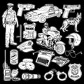 Police Officer Pack Black and White Illustration Royalty Free Stock Photo