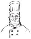 Black and white image of a smiling chef