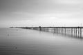 Black and white image of Southend Pier, Southend-on-Sea, Essex, England Royalty Free Stock Photo