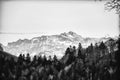 black and white image from sunset in the mountains. The Santis mountain in the Appenzell Alps Switzerland Royalty Free Stock Photo