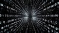 A black and white image of a tunnel of binary code (ai generated) Royalty Free Stock Photo