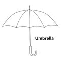 Black and white image of the umbrella isolated on white background. Royalty Free Stock Photo