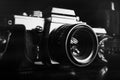 Vintage film cameras and lenses Royalty Free Stock Photo