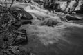 A Black and White Image of a Waterfall in the Mountains of Virginia, USA Royalty Free Stock Photo