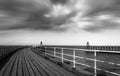 Black and white image of Whitby pier Royalty Free Stock Photo