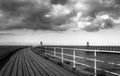 Black and white image of Whitby pier Royalty Free Stock Photo