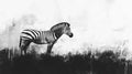 A Single Zebra Standing in a Black and White Abstract Landscape Royalty Free Stock Photo
