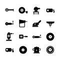Black and white industrial tools collection graphic illustration Royalty Free Stock Photo