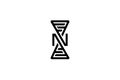 black white initial letter z n s infinity logo