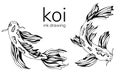 Black and white ink drawing of tropical fish. Japanese koi carps cut on a white background Royalty Free Stock Photo