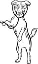 Black and white ink illustration of a dog doctor in engraving style. Standing on back hind legs. Logo, mascot design