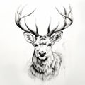 Ink Wash Deer Head Drawing: Charming Realism With Strong Facial Expression