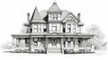 Realistic Victorian House Drawing In Rtx Style