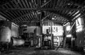Black and White Interior Old Cannery Warehouse Building in Monterey California Royalty Free Stock Photo