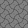 Black and white intersecting repeating circles pattern. Japanese style circles seamless background. Modern spiral abstract Royalty Free Stock Photo