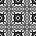 Black and white intricate floral vector seamless pattern. Ornamental arabesque background. Monochrome repeat Damask