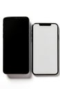Black and white iphone with white back and front side. Generative AI Royalty Free Stock Photo
