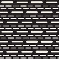 Black and White Irregular Rounded Dashed Lines Pattern. Modern Abstract Vector Seamless Background. Stylish Chaotic Stripes Mosaic Royalty Free Stock Photo