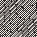 Black and White Irregular Rounded Dashed Lines Pattern. Modern Abstract Vector Seamless Background. Stylish Chaotic Stripes Mosaic Royalty Free Stock Photo