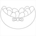 Black and white isolated Easter eggs in a basket icon. Vector illustration on white background Royalty Free Stock Photo