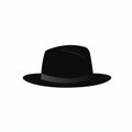 Minimalist Surrealism: Black Widebrimmed Fedora Hat Vector Illustration Royalty Free Stock Photo