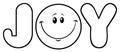 Black And White Joy With Smiley Face Cartoon Character