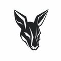 Surreal Kangaroo Head Icon: Black And White Animal Hybrid Design