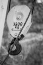 Black and white 3200 kg crane hook Royalty Free Stock Photo