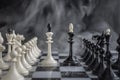 Black and White Kings of chess setup on dark background Royalty Free Stock Photo