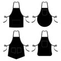 Black and white kitchen chef aprons isolated on white