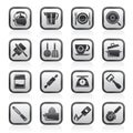 Black and white kitchen gadgets and equipment icons