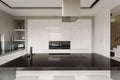 Black and white kitchen interior