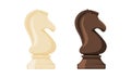 Black and white knight chess pieces set. Intellectual strategic board game vector illustration Royalty Free Stock Photo