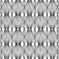 Black and white knitted vintage vector seamless pattern. Abstract braided wavy lines, stripes, knits, curves, vertical borders. M