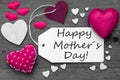 Black And White Label, Pink Hearts, Text Happy Mothers Day Royalty Free Stock Photo