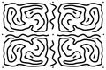 Black and white labyrinth pattern with curved maze lines