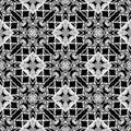 Black and white lace abstract seamless pattern. Floral ornamental monochrome background. Ethnic tribal style grid Royalty Free Stock Photo